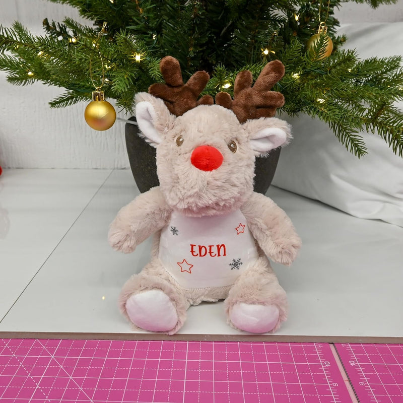 Personalised Christmas Reindeer Soft Toy with Stars
