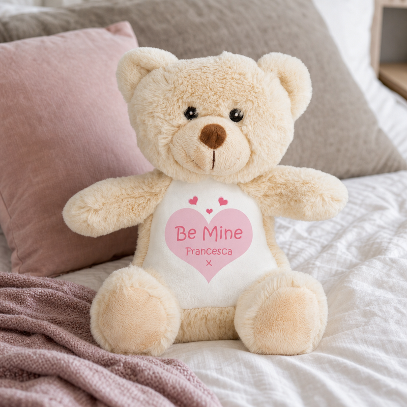 Personalised Teddy Bear Be Mine Valentine Soft Toy with Name