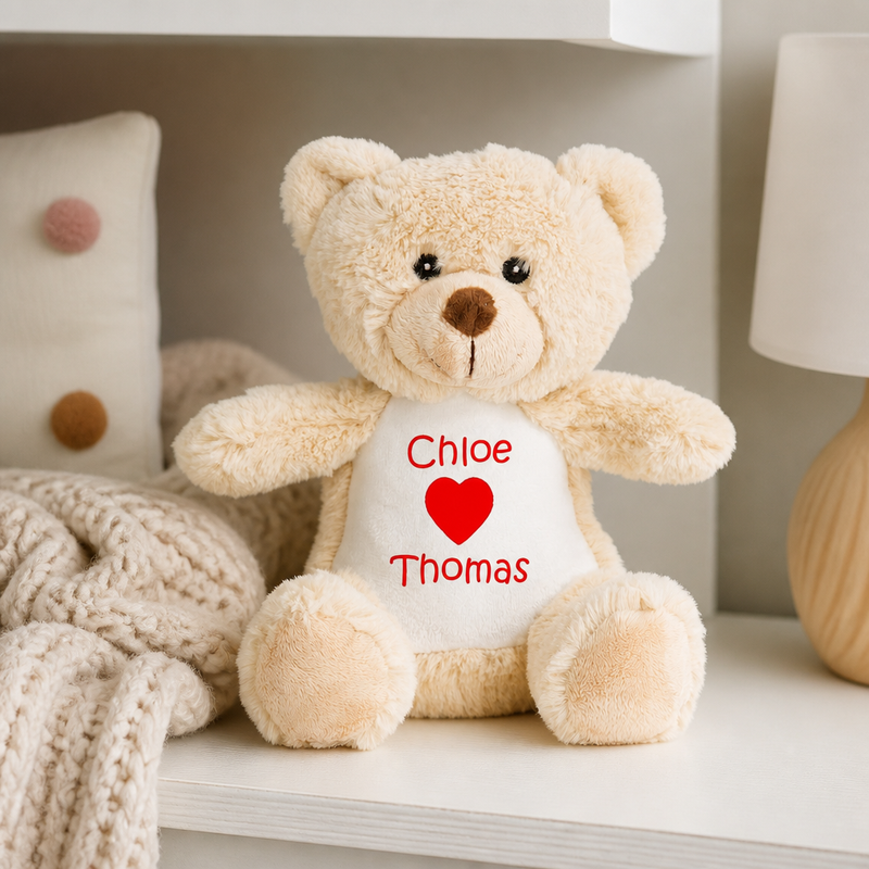 Personalised Teddy Bear Valentine Soft Toy with Names
