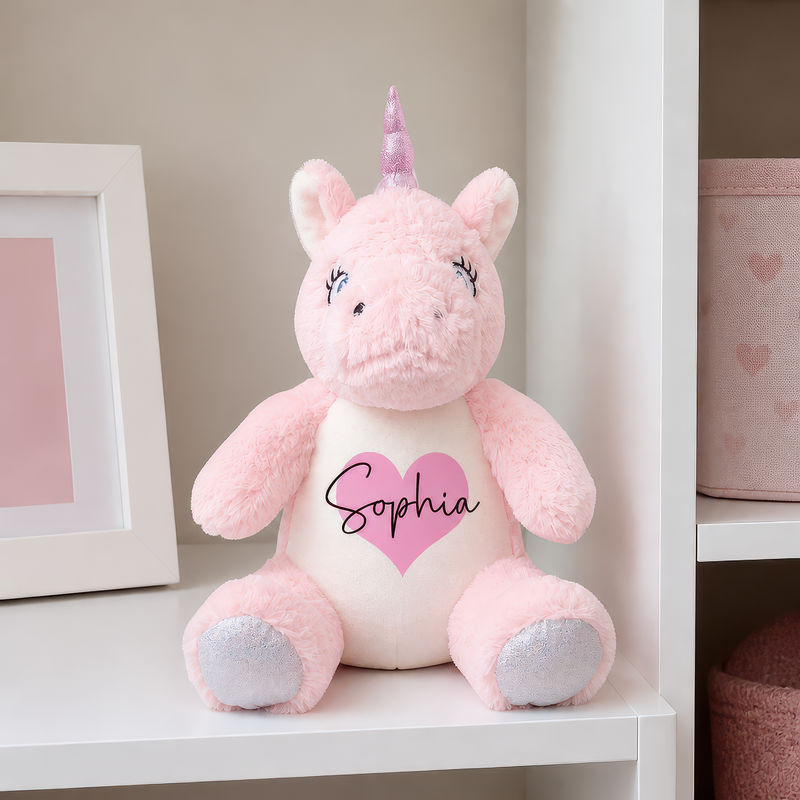 Personalised Unicorn Heart Soft Toy with Name - alternative view