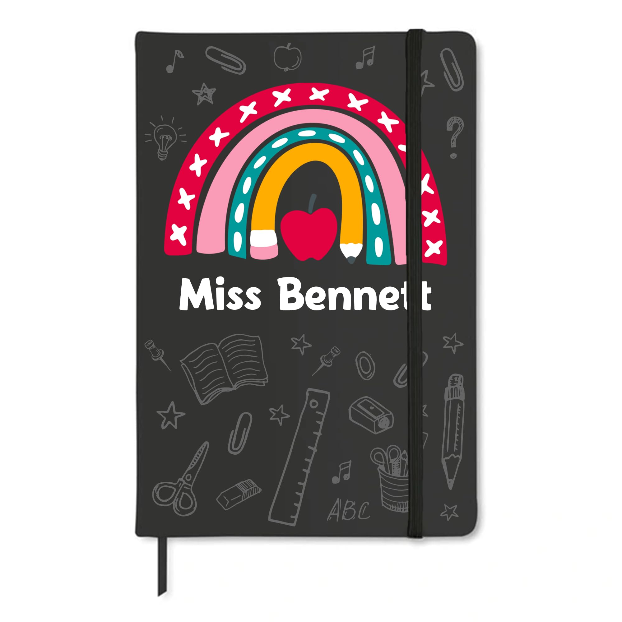 Personalised Teacher Apple Notebook with Name - Black