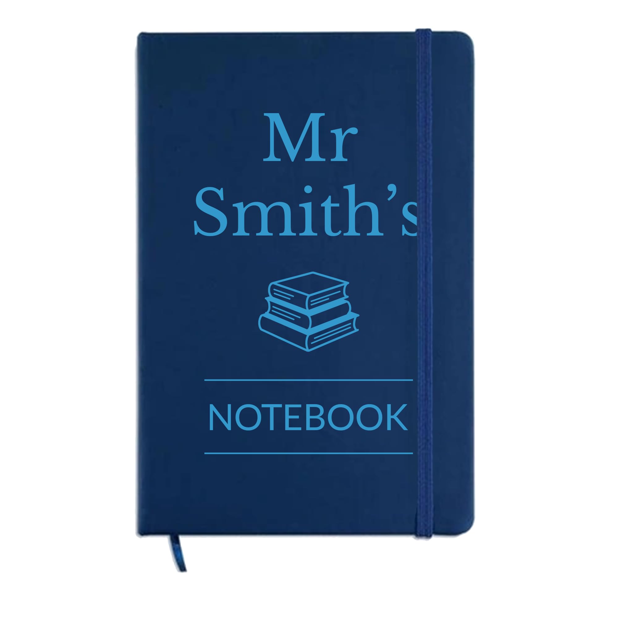 Personalised Book Design Teacher Notebook with Name - Blue