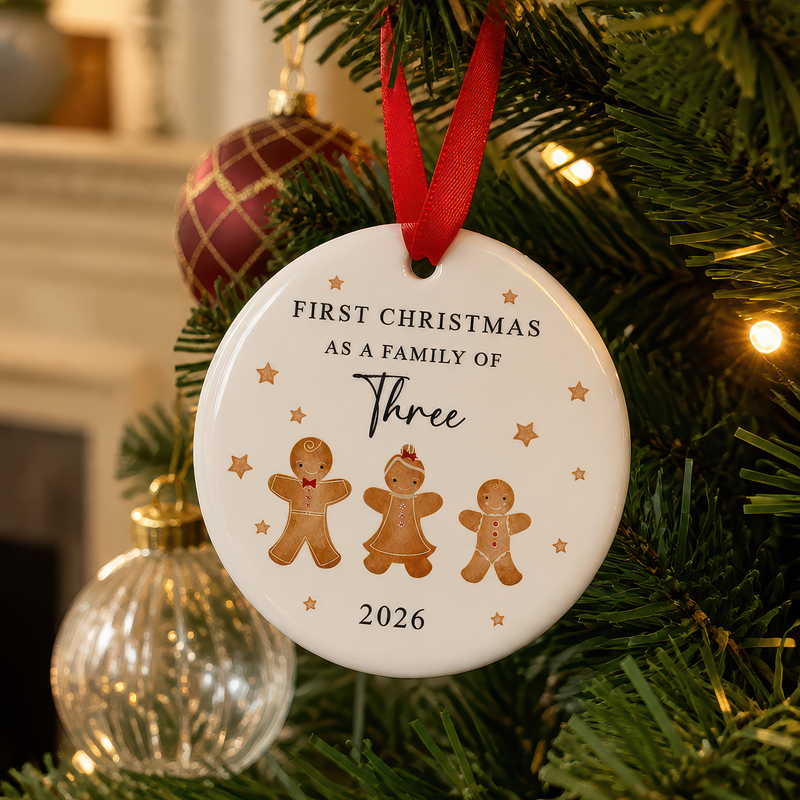 First Christmas as a Family of Three Gingerbread Ornament