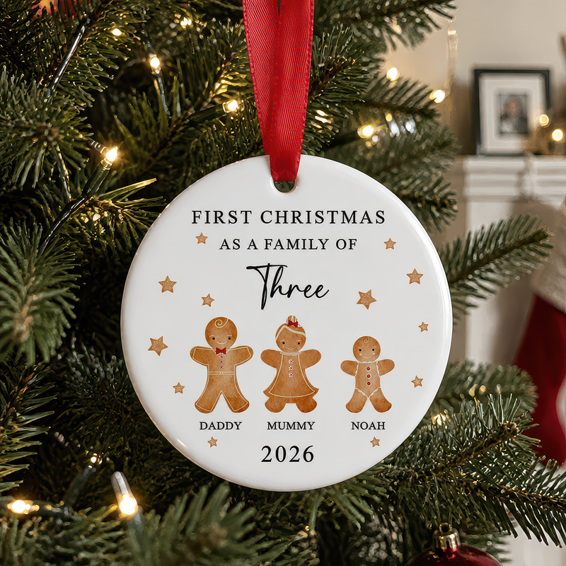 Personalised First Christmas as a Family of Three Gingerbread Ornament