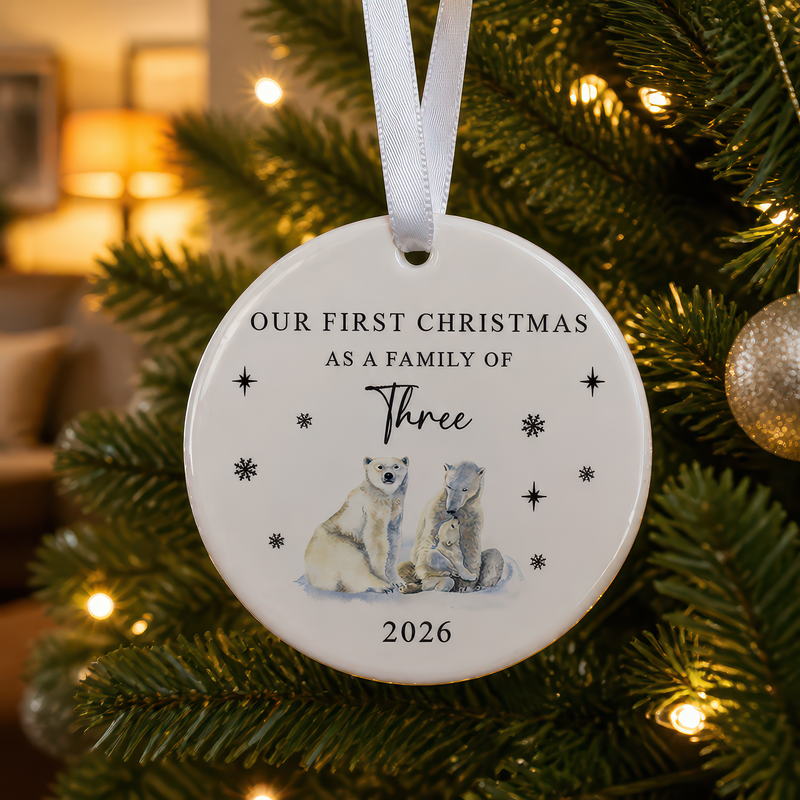Our First Christmas as a Family of Three Polar Bear Ornament