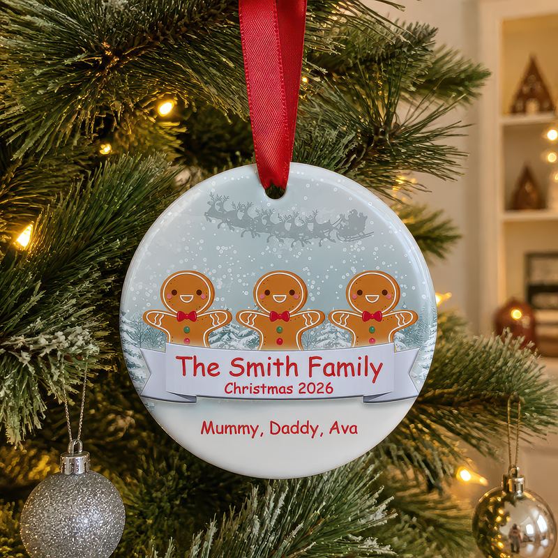 Personalised Gingerbread Family Christmas Ornament