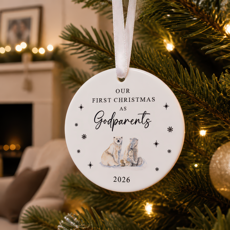 Our First Christmas as Godparents Polar Bear Ornament
