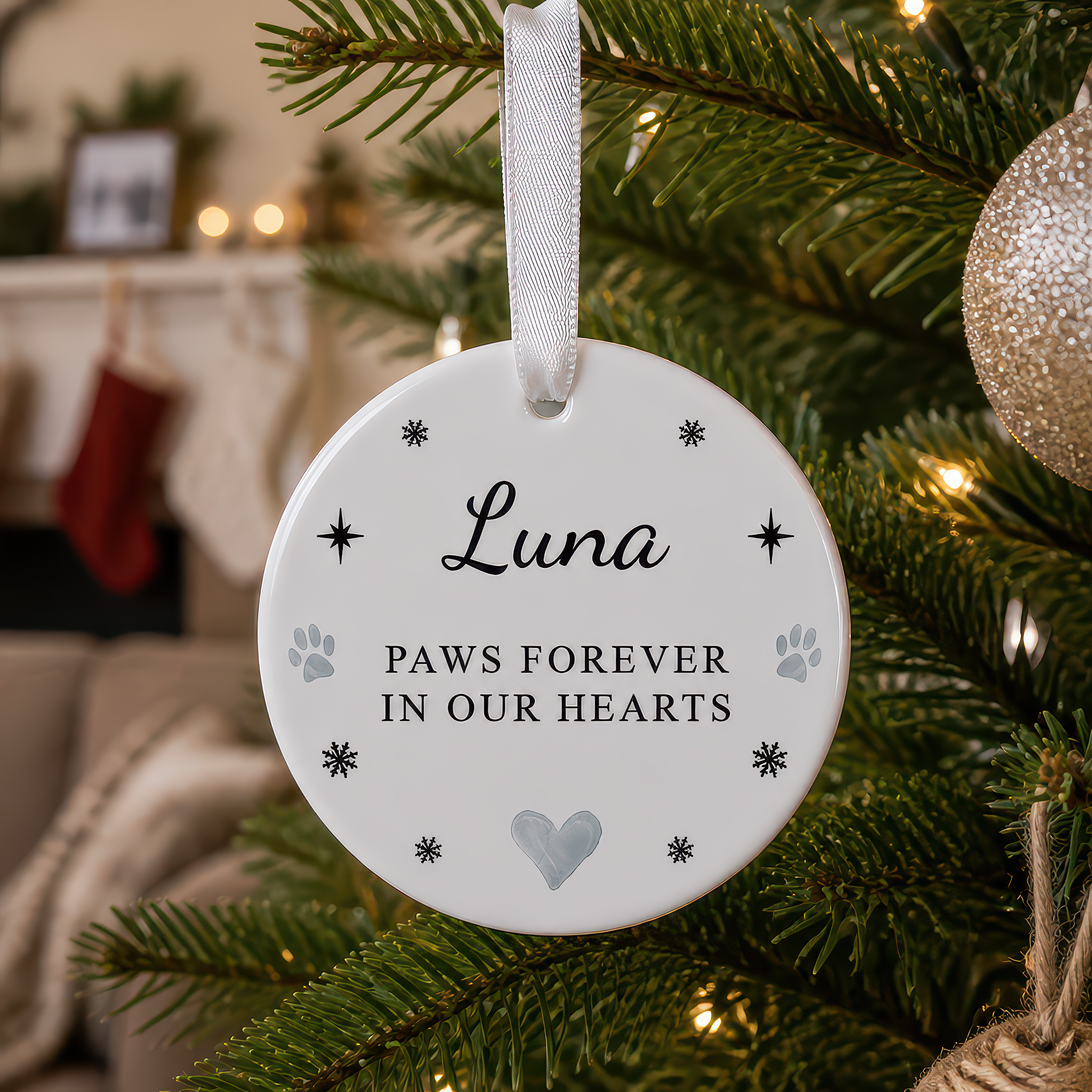 Personalised Pet Memorial Paws Forever Ornament