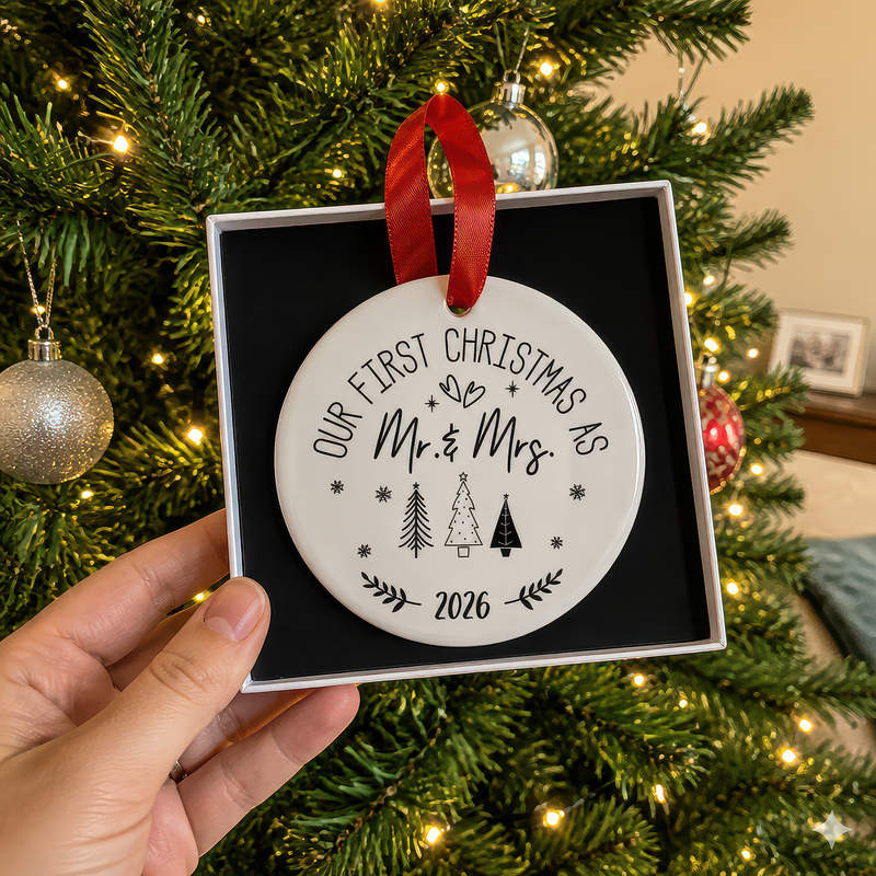 Our First Christmas Mr and Mrs Classic Ornament