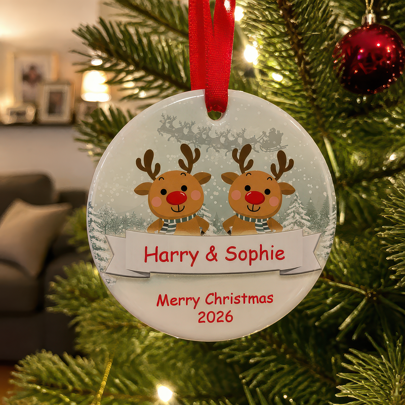 Personalised Reindeer Couple Christmas Ornament
