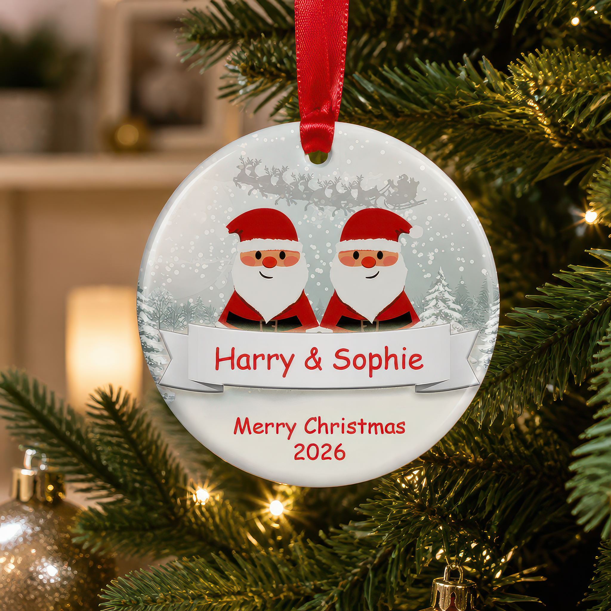 Personalised Santa Couple Christmas Ornament