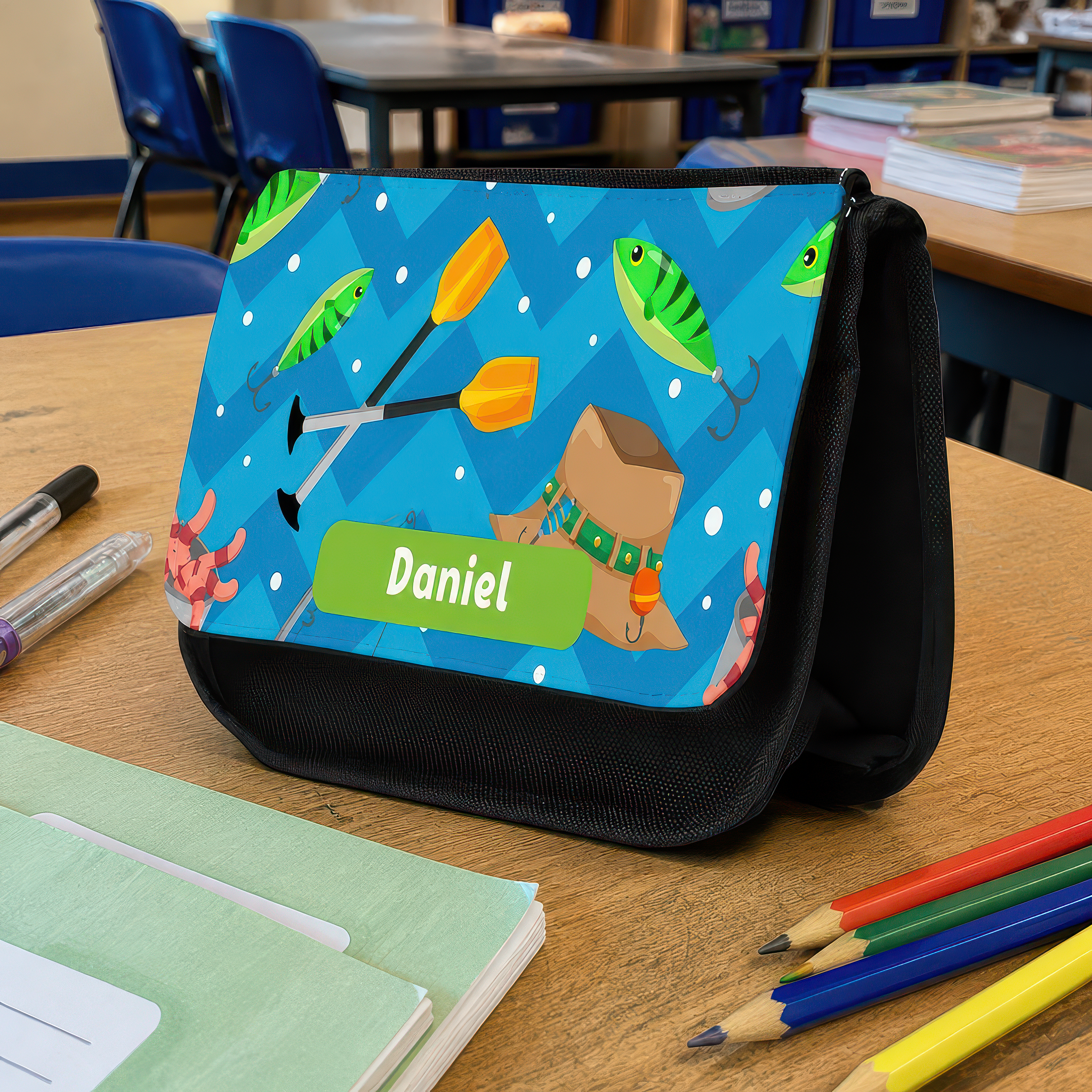 Personalised Blue Fishing Pencil Case with Name