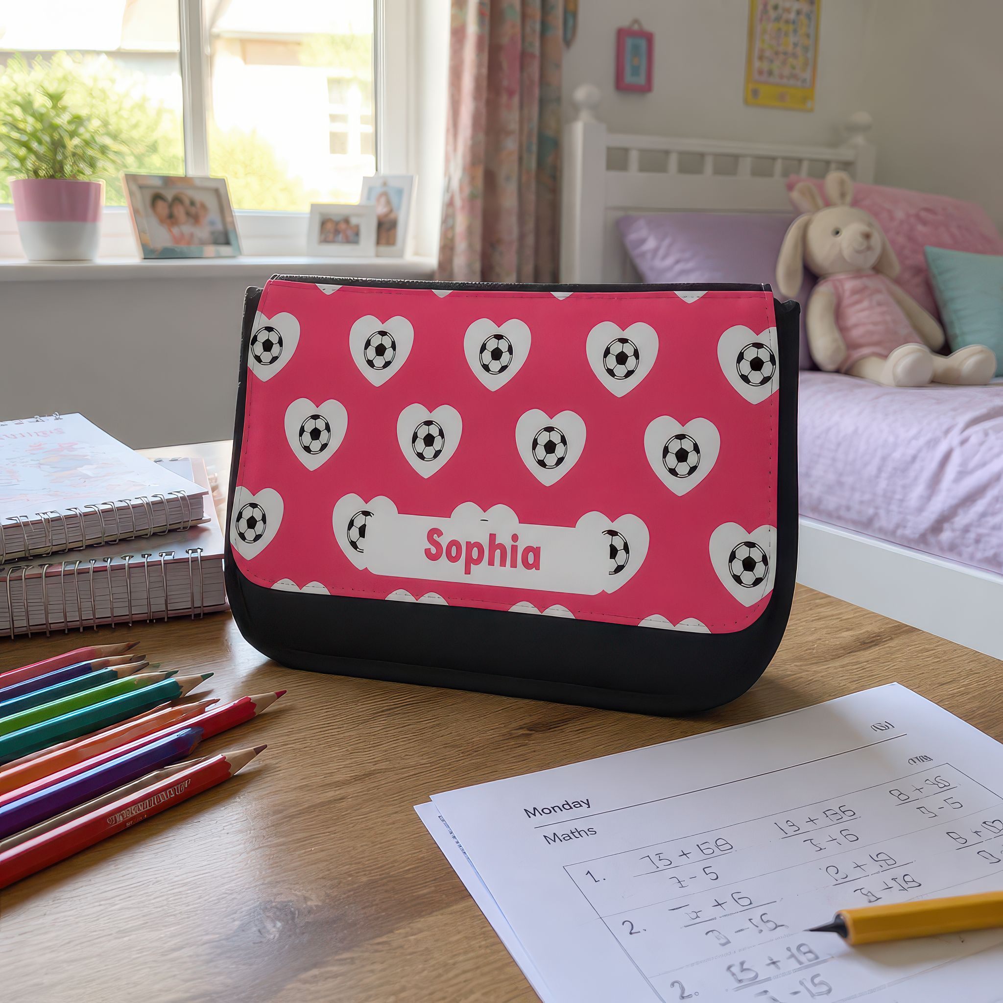Personalised Girls Football Pencil Case with Name