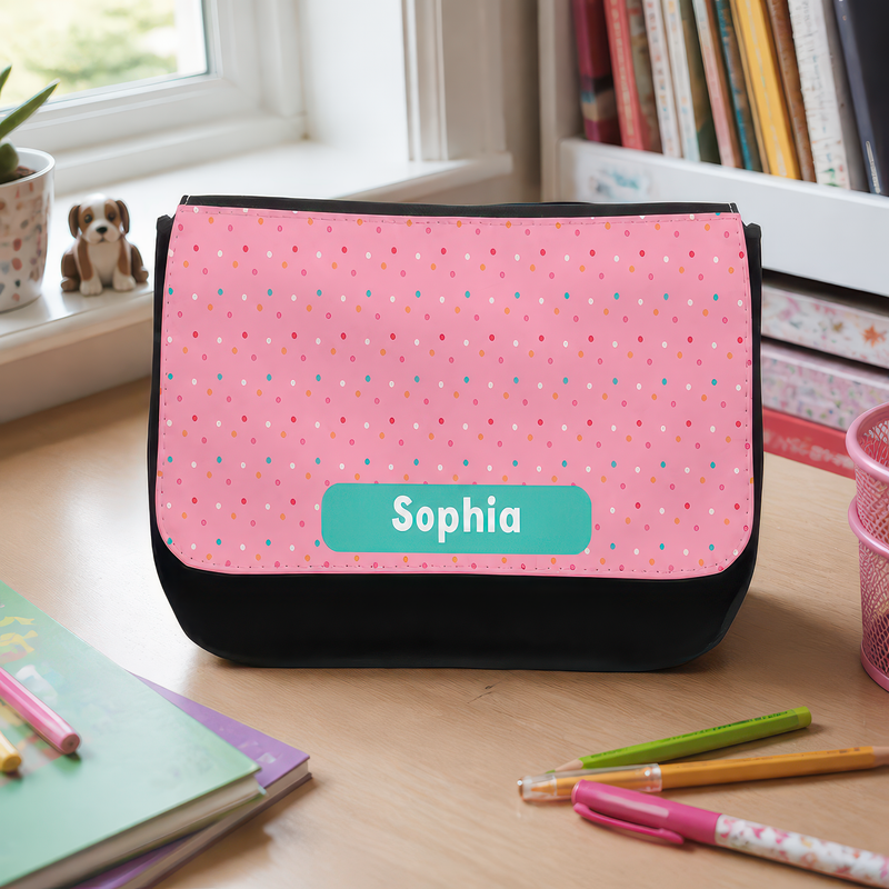 Personalised Pink Dots Pencil Case with Name