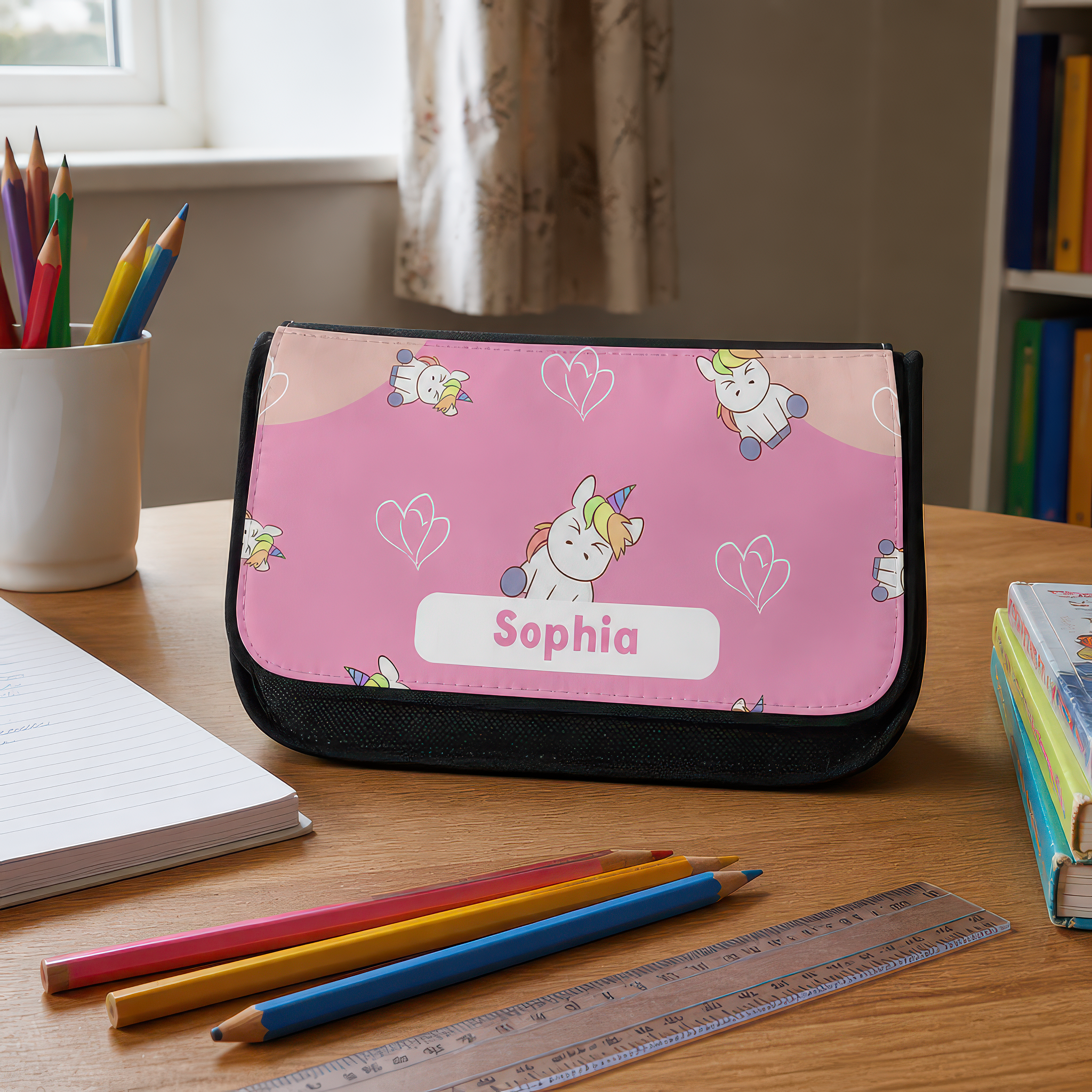 Personalised Pink Unicorn Pencil Case with Name