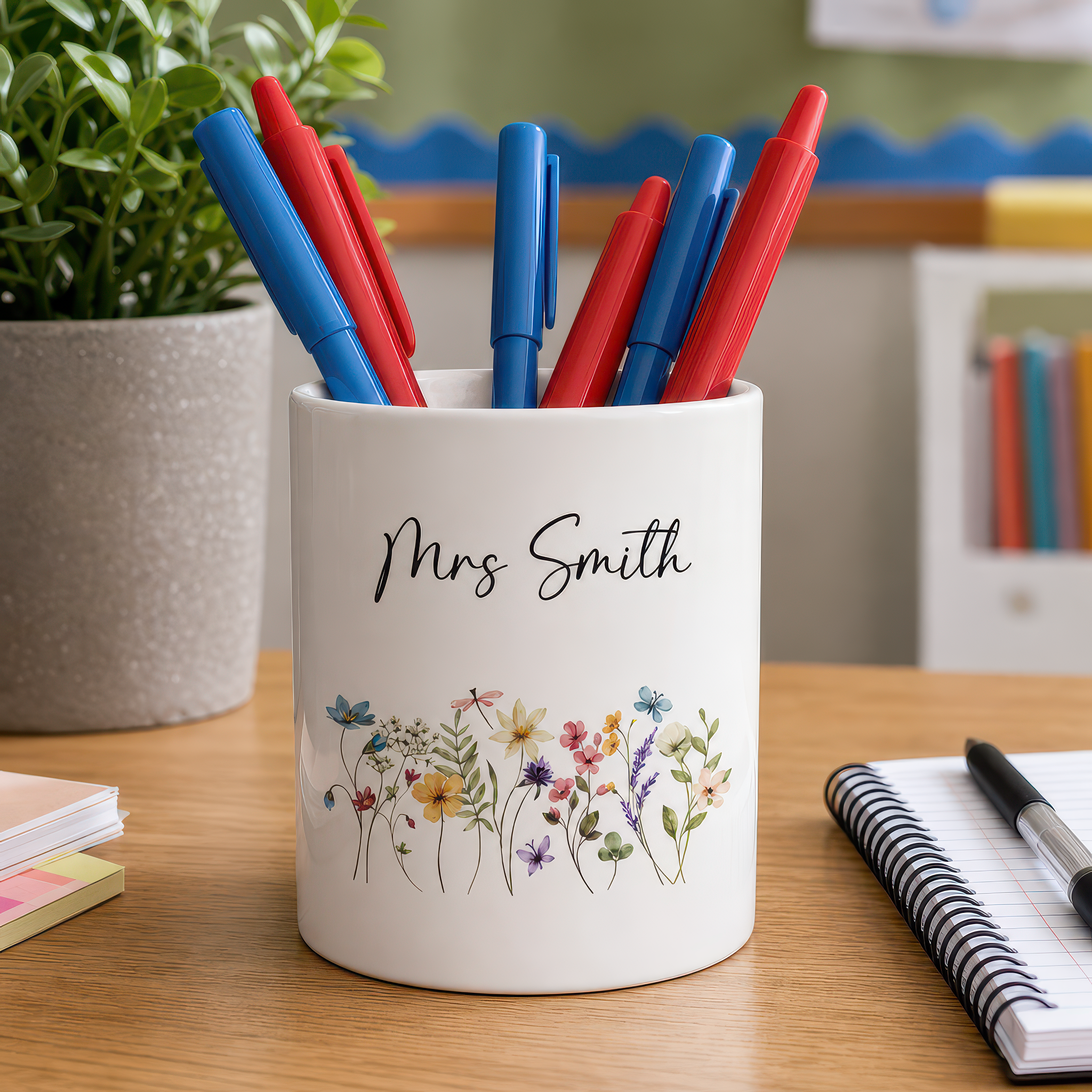 Personalised Wildflowers Teacher Pen Pot with Name - alternative view