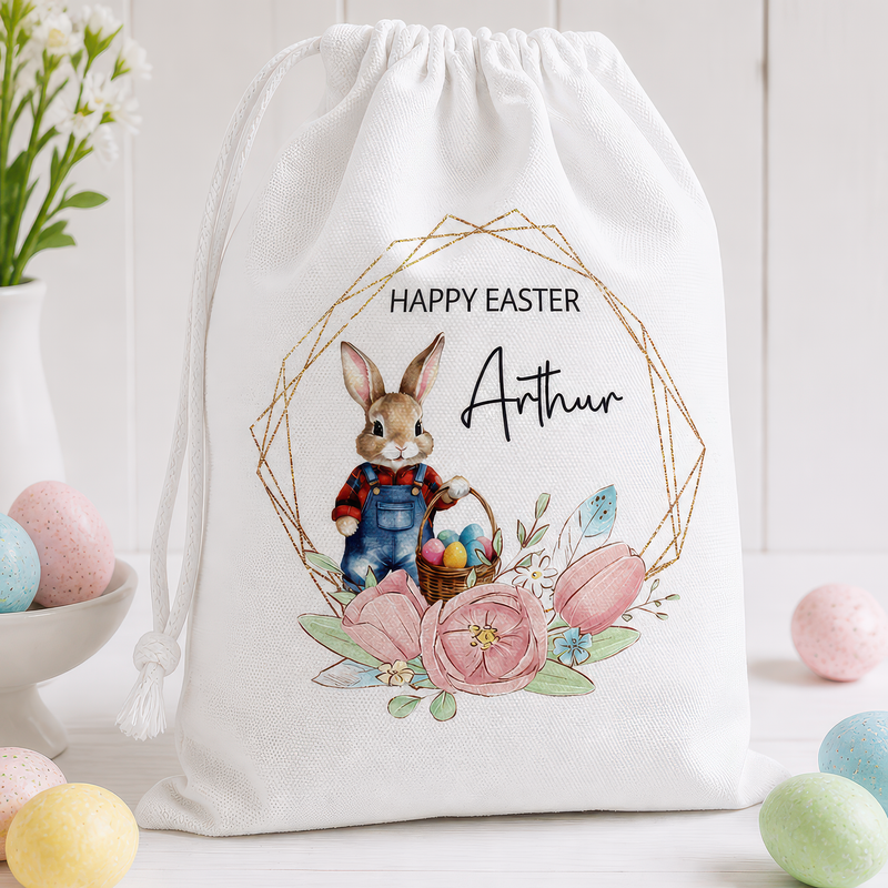 Personalised Blue Rabbit Easter Sack