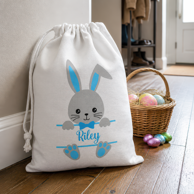 Personalised Blue Bunny Easter Sack