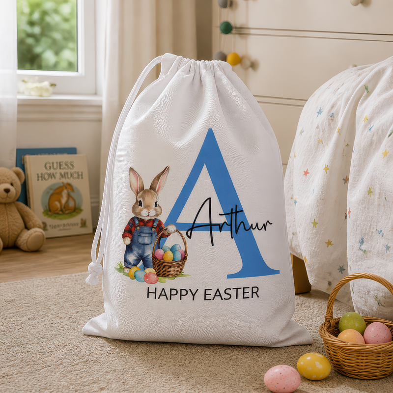 Personalised Blue Initial Easter Sack