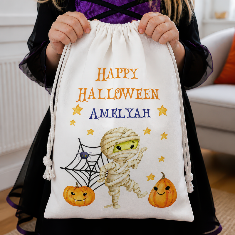 Personalised Halloween Mummy Treat Bag with Name