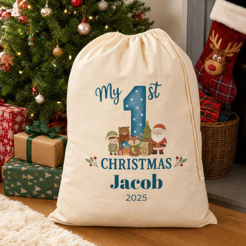 Personalised Blue Extra Large Santa Sack with Name - alternative view