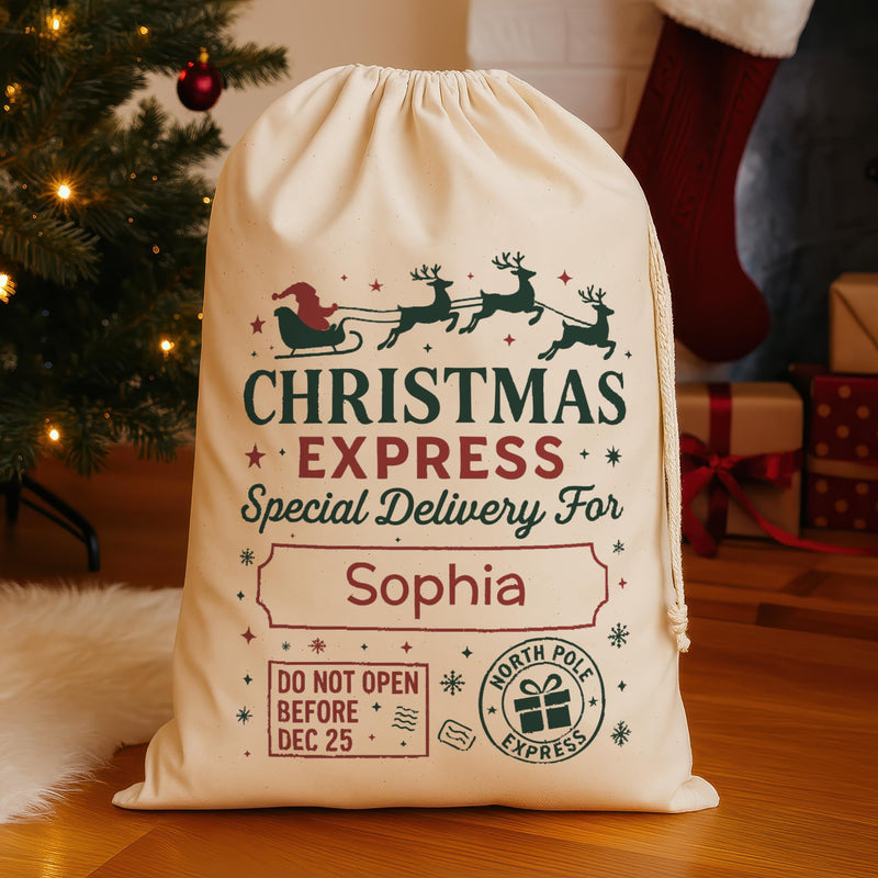 Personalised North Pole Express Santa Sack with Name