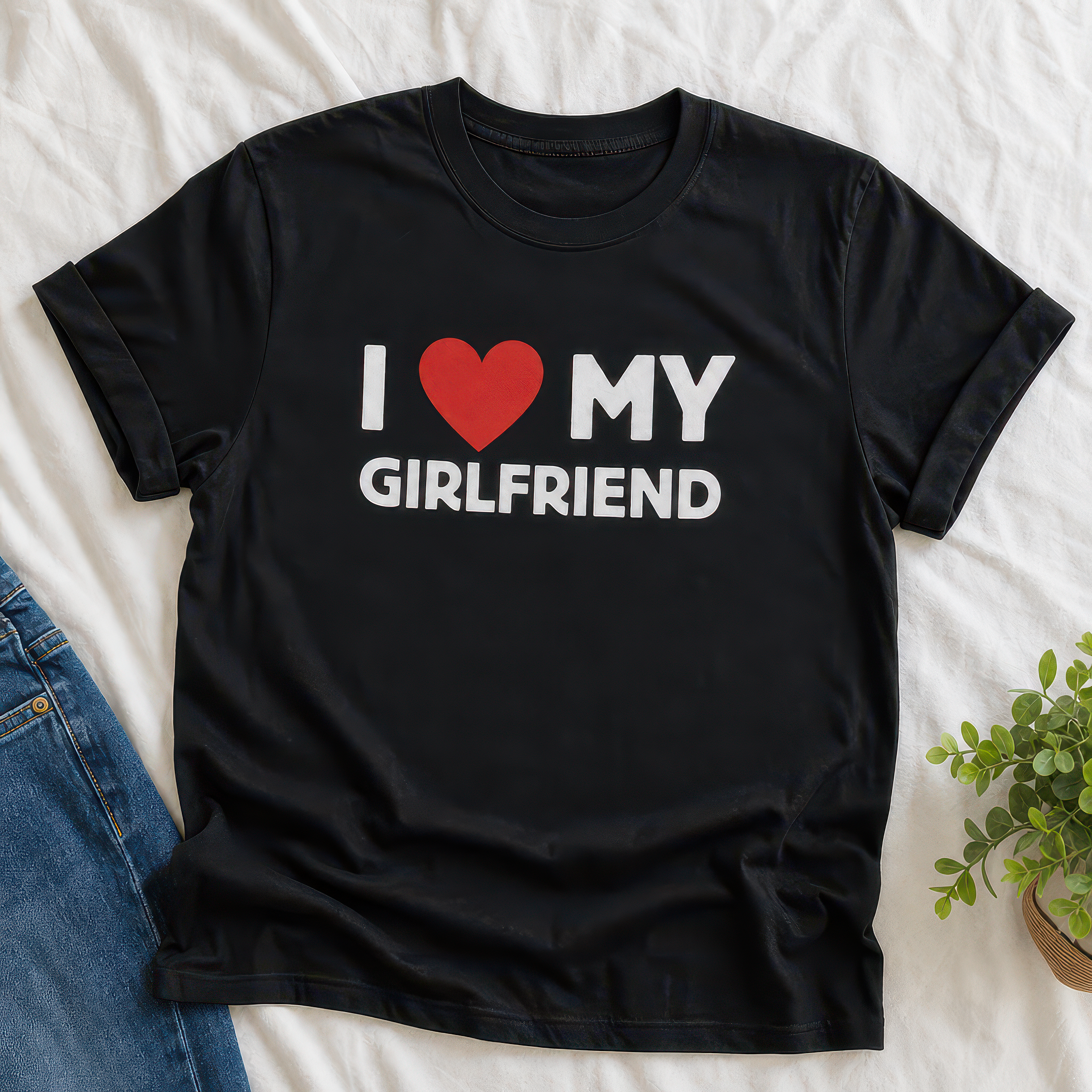 I Love My Girlfriend Red Heart T-Shirt - alternative view