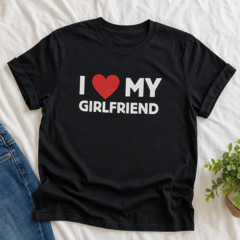 I Love My Girlfriend Red Heart T-Shirt - alternative view
