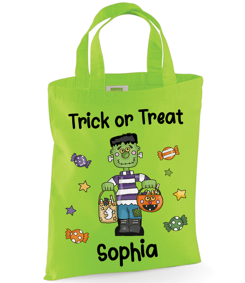 Personalised Green Frankenstein Treats Tote Bag