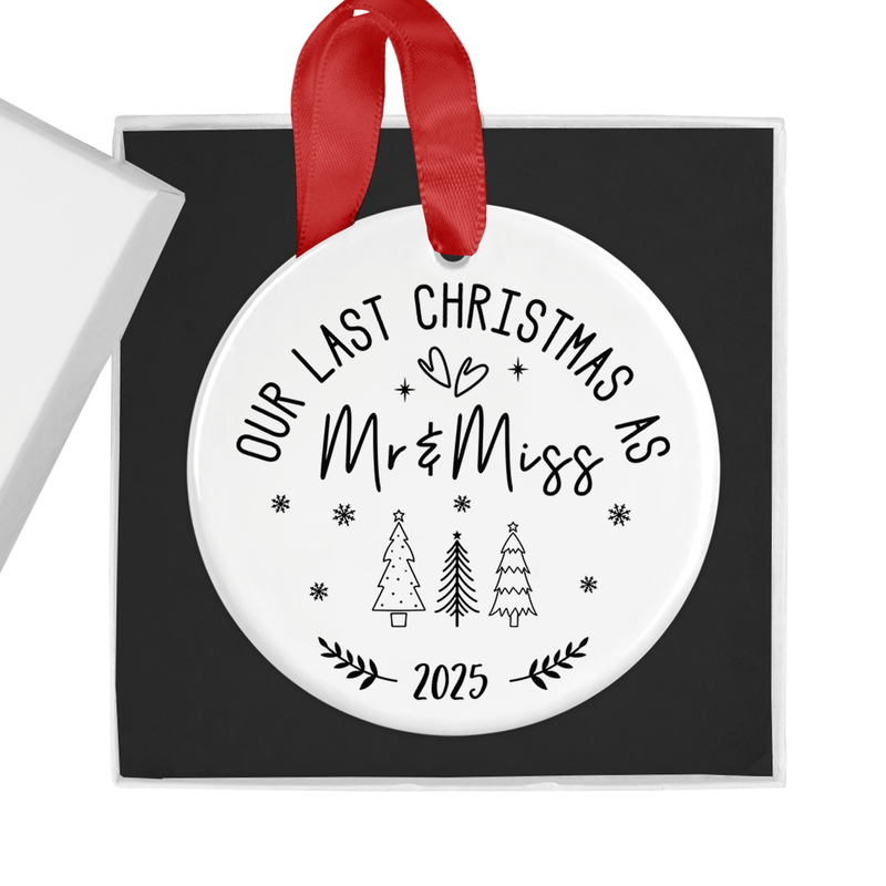 ceramic ornament with Last Christmas as Mr and Miss artwork