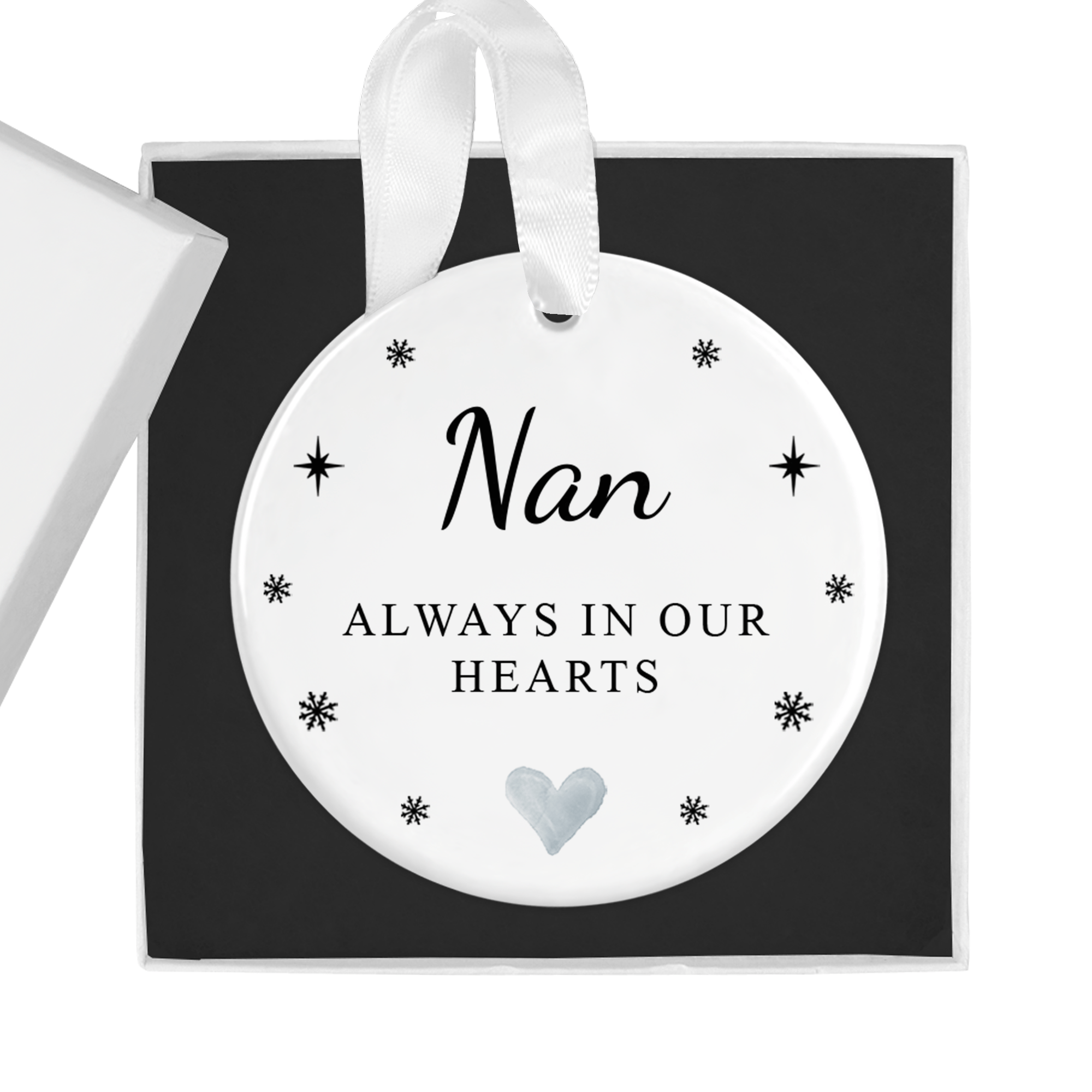 Memorial Ornament - Nan "Always in Our Hearts" with Gift Box - Chicken Craft Ltd