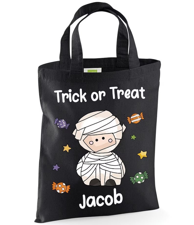Personalised Black Mummy Trick or Treat Tote Bag