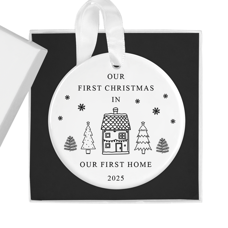 ceramic ornament with a sweet hand-drawn house illustration
