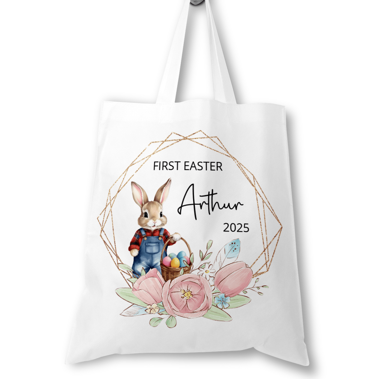 Personalised 1st Easter Tote Bag - Blue Rabbit - Chicken Craft Ltd
