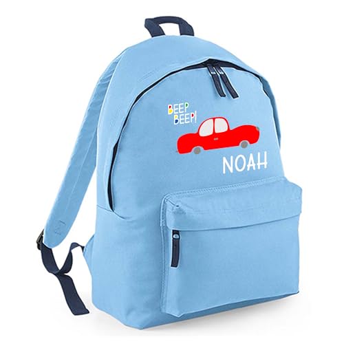 Personalised Beep Beep - Blue Kids Backpack with Name product image