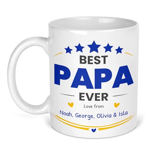 Personalised Best Papa Ever ceramic mug with names.