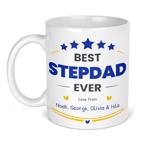 Personalised Best Stepdad Ever ceramic mug with names.