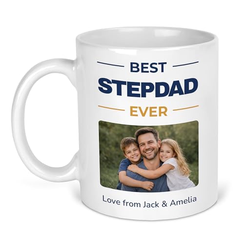 Best Stepdad Ever photo mug with uploaded picture and children's names