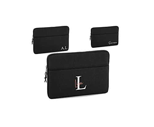 Personalised Black 15.6 Inch Laptop Sleeve with Name or Initials