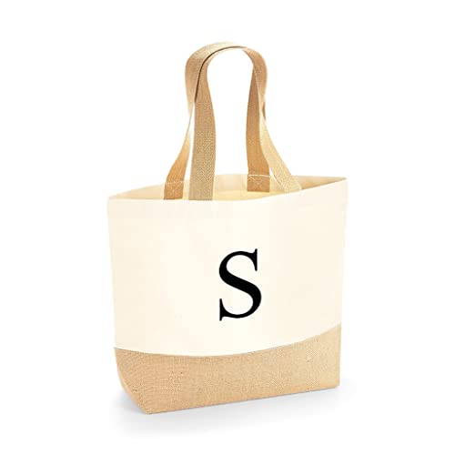 Personalised Black Initial Canvas Tote Bag