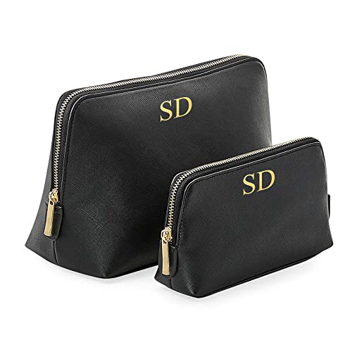 Personalised Black Initial Makeup Bag with Initials