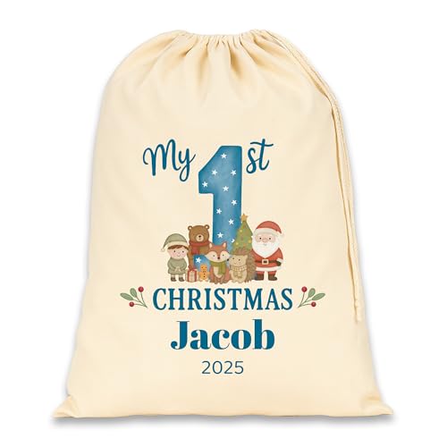 Personalised Blue Christmas Santa Sack with Name