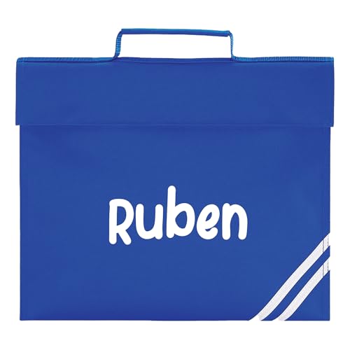 Blue diagonal stripe personalised school book bag with name
