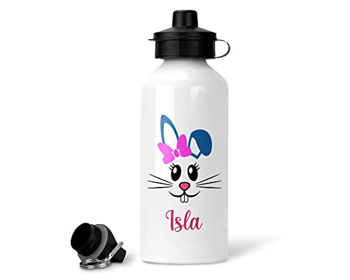 Personalised Blue Rabbit Face Water Bottle