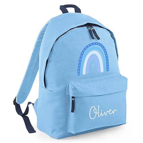 Personalised Blue Rainbow - Light Blue - Backpack Kids Backpack with Name product image