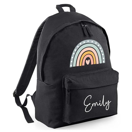Personalised Boho Rainbow - Black Kids Backpack with Name product image