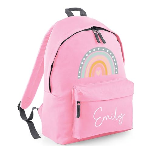 Personalised Boho Rainbow Heart - Pink Kids Backpack with Name product image