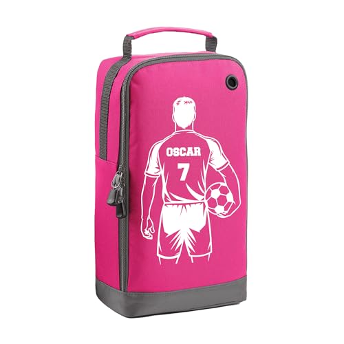 Pink football shirt boot bag with personalised name and number