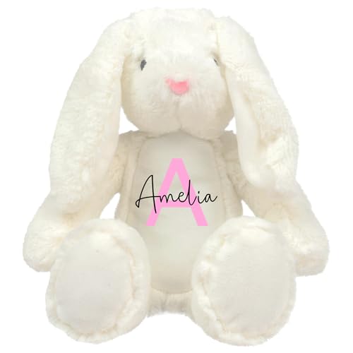 Personalised Bunny Rabbit Soft Toy - Custom Name And Initial - Baby Gift