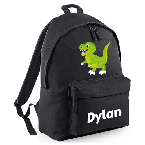 Personalised Cartoon Dinosaur - Black Kids Backpack with Name product image